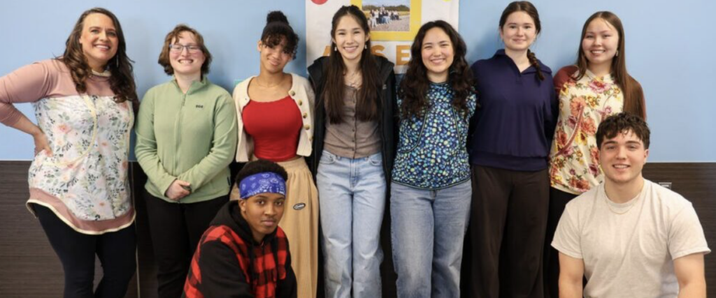 Nome's ANSEP Acceleration Academy inaugural class and program director Kacey Miller (left) attend the end of the year celebration. Quinn White/KNOM